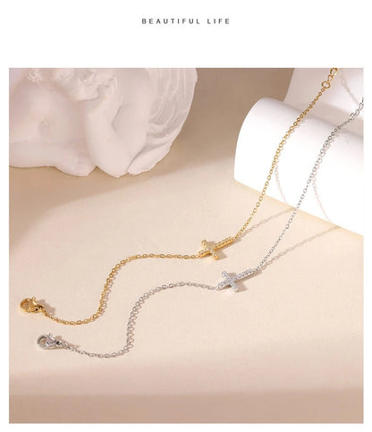 Damen-Armband Kastenkette mit Kreuz-Motiv