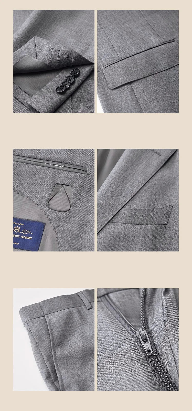 Herrenanzug-Set aus Wolle in Tiefblau – Einreihiger Blazer mit Weste und Hose für formelle Anlässe und Alltag im Slim-Fit-Stil