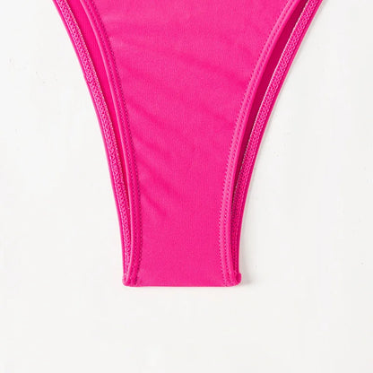 Dreiteiliger Damen-Bikini mit sexy Print und hoch tailliertem Design – ideal für Strand und Pool