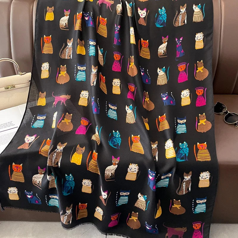 Damen Baumwollschal Tierprint Hijab weich Foulard Pashmina Bandana Kopftuch