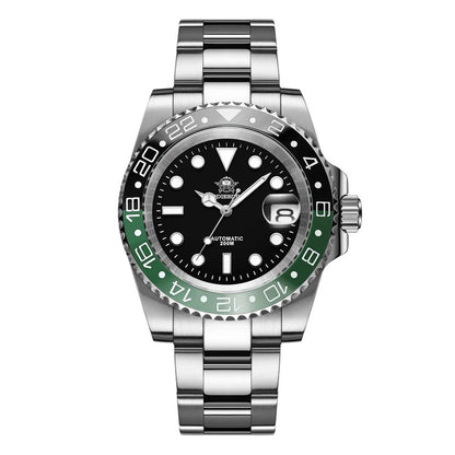 Herren Business-Automatikuhr 8215 Saphirglas 200m wasserdicht GMT Leuchtzeiger