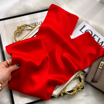 Damen Seidenschal dünn Taschenband Foulard Haarband Stirnband bedruckt B