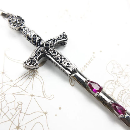 Damen-Charm-Anhänger Schwert Krone Ritter Schutz aus Sterlingsilber