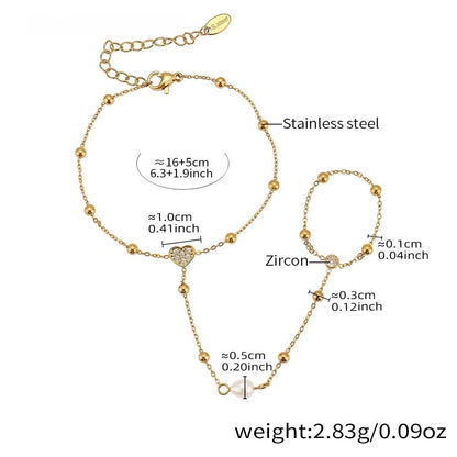 Damen-Charm-Armband mit 5A-Zirkonia aus Edelstahl