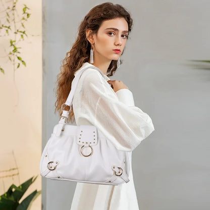 Damen-Schultertasche aus PU mit Reißverschluss Großes Fassungsvermögen und Innenfächern für Alltag