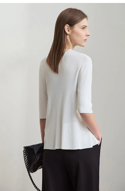 Damen V-Ausschnitt Strickjacke Slim Reißverschluss Viskose Herbst
