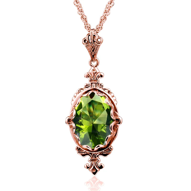 Damen-Ovaler Peridot-Anhänger aus Silber 925 im Boho-Stil für Alltag und festliche Anlässe