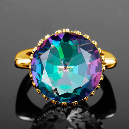 Damen-Ring aus Sterling Silber 925 mit Mystic-Topas Stein in 15x15 mm Größe elegant glänzend und langlebig