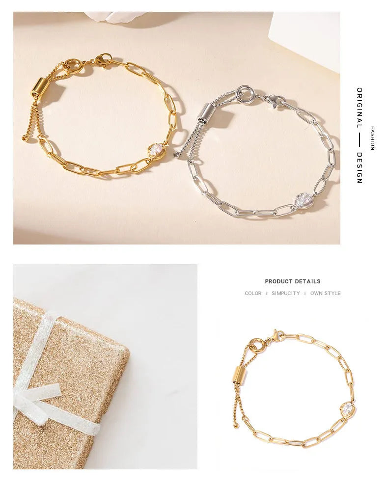 Damen-Kettenarmband mit Zirkonia in Birnenform
