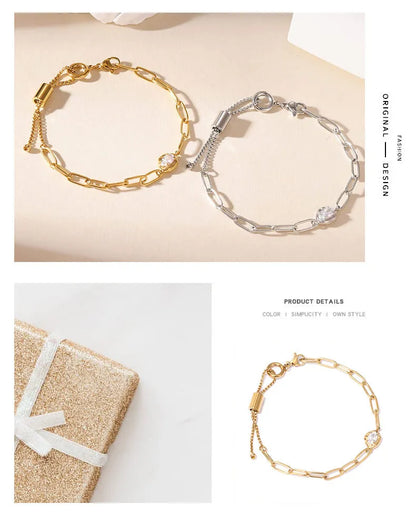 Damen-Kettenarmband mit Zirkonia in Birnenform