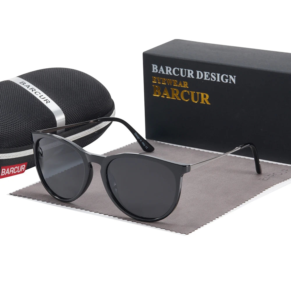 Damen-Sonnenbrille Katzenauge Kunststoff Titan Spiegel UV400 polarisiert