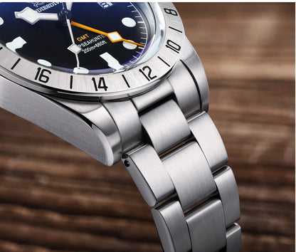 Herren-GMT-Taucheruhr mit Swiss-Ronda-Werk und Bubble-Glas