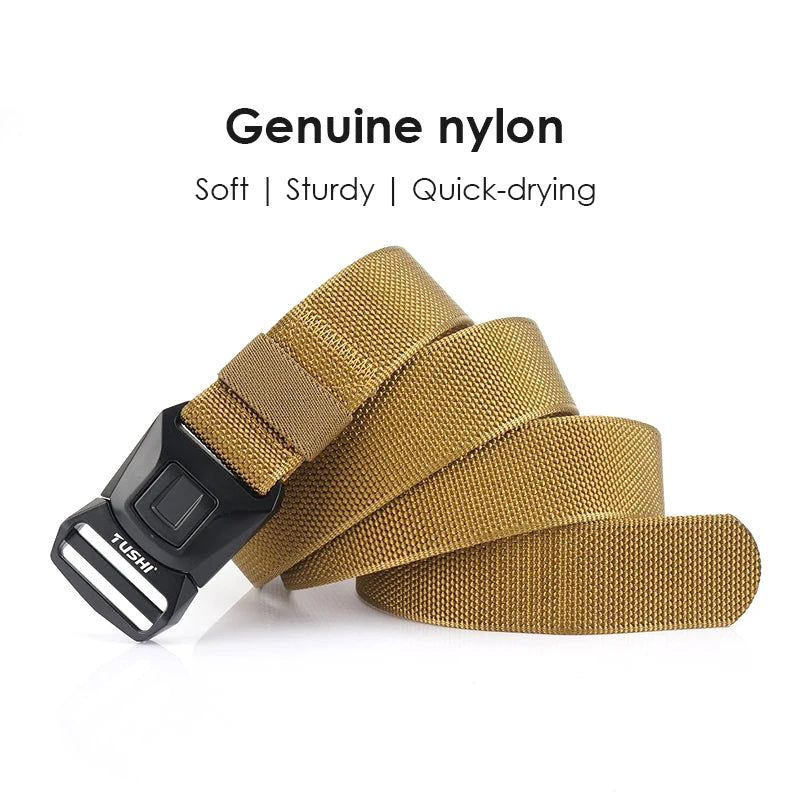 VATLY Nylon Casual Gürtel Herren Schnellverschluss Military Tactical Braun