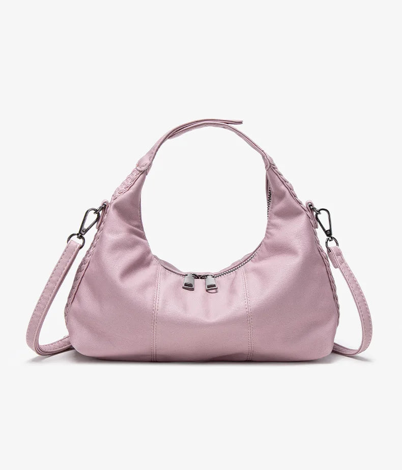 Damen-Hobo-Tasche Aus Weichem Kunstleder Mit Abnehmbarem Schulterriemen Schwarz Alltagstauglich