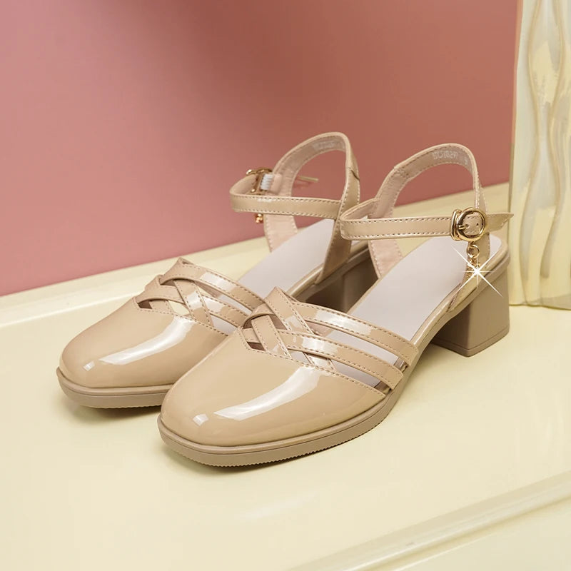 AIYUQI Gladiator-Sandalen, Sommer 2022, neue Damen-Sandalen aus echtem Leder, geschlossene Zehen, große modische Sandalen für Damen