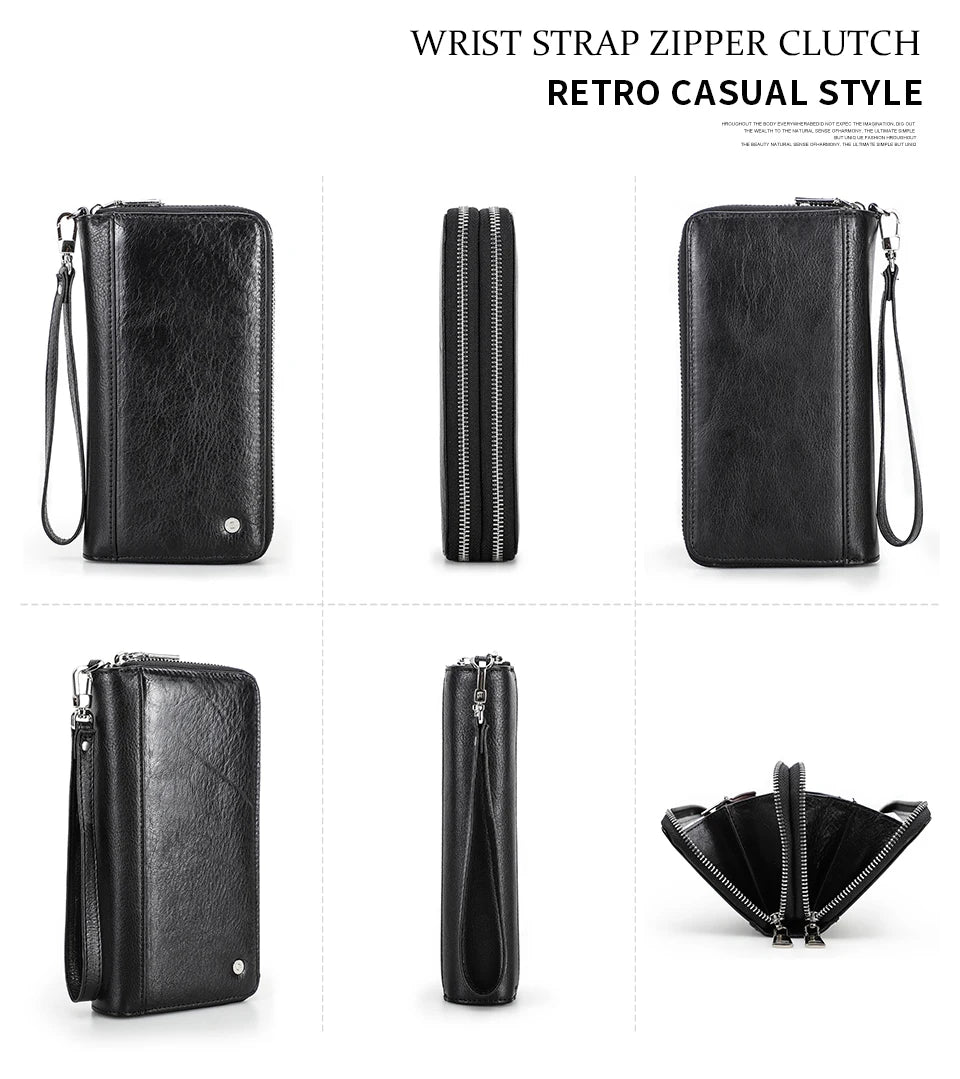 Herren Echtleder Clutch Vintage Business Geldbörse Kartenhalter Reise Büro Geschenk