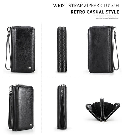 Herren Echtleder Clutch Vintage Business Geldbörse Kartenhalter Reise Büro Geschenk