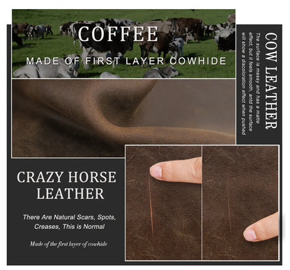 Crazy Horse Leder in Coffee-Farbe, Struktur und Farbfleckung am Material