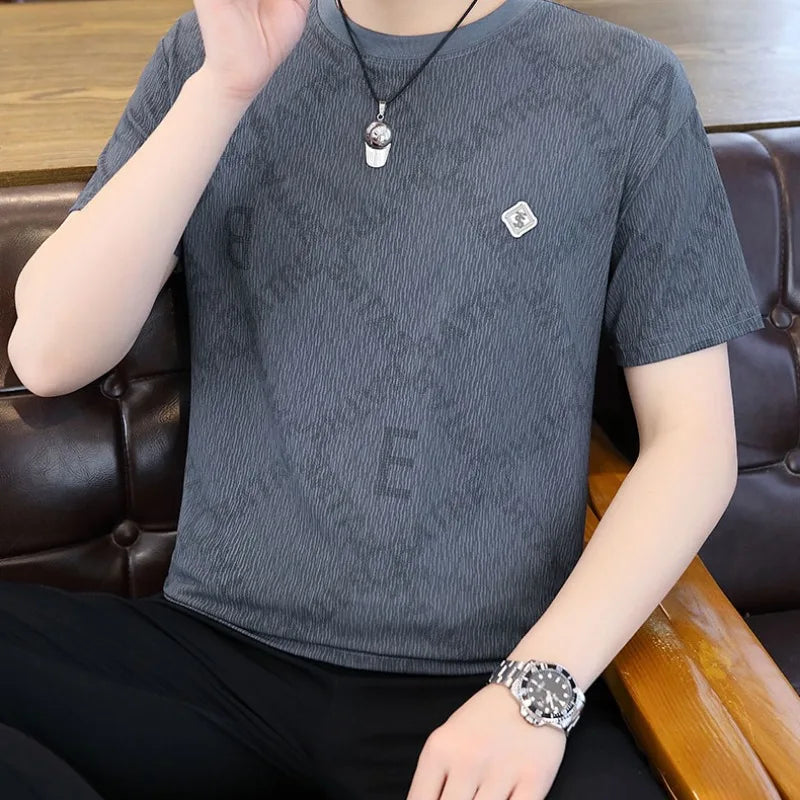 Herren T-Shirt mit Luxus Briefdruck und kurzem Ärmel im Business-Stil