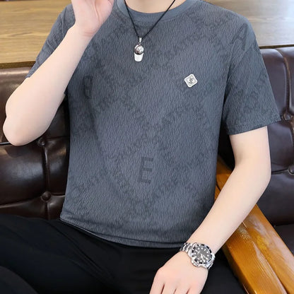 Herren T-Shirt mit Luxus Briefdruck und kurzem Ärmel im Business-Stil