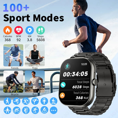 LIGE 2,01 "Bluetooth Anruf Smart Uhr Männer Frauen Full Touch Screen Herzfrequenz Sport Fitness Schrittzähler Smartwatch Für Android iOS