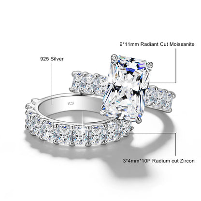 Damen-Verlobungsring Aus 925er Sterlingsilber Mit Radiant-Cut Moissanite 5 Karat Farbe D VVS GRA Zertifiziert