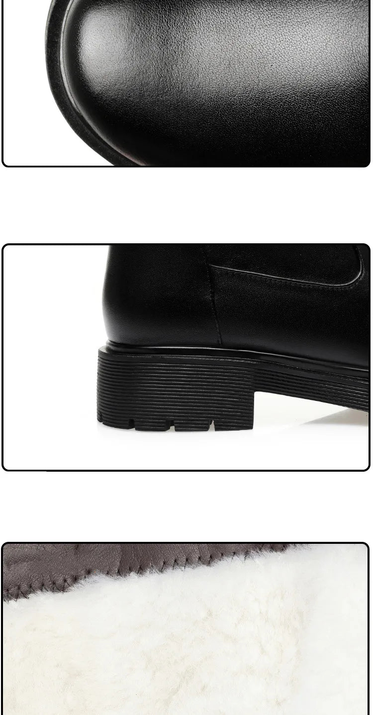 AIYUQI Women Long Boots Genuine Leather 2024 New Large Size Non-slip Rome Women's Winter Boots Warm Wool High Boots Women