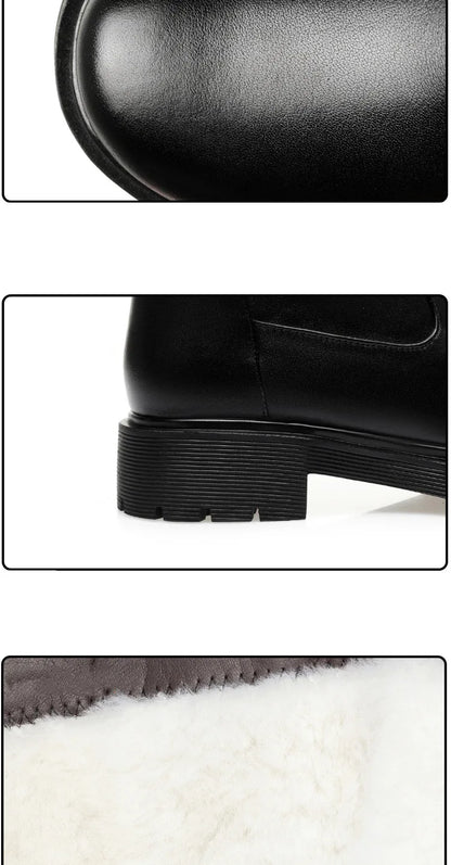 AIYUQI Women Long Boots Genuine Leather 2024 New Large Size Non-slip Rome Women's Winter Boots Warm Wool High Boots Women