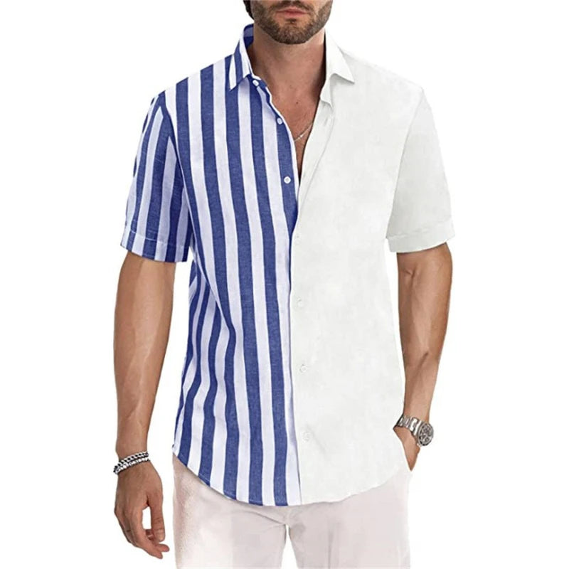 Leichtes Herren-Hemd aus Eisseide mit Blumenmuster, kurzärmelig und knitterfrei – ideal für den Sommer.
