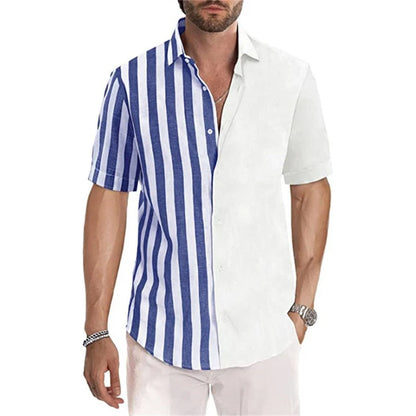 Leichtes Herren-Hemd aus Eisseide mit Blumenmuster, kurzärmelig und knitterfrei – ideal für den Sommer.