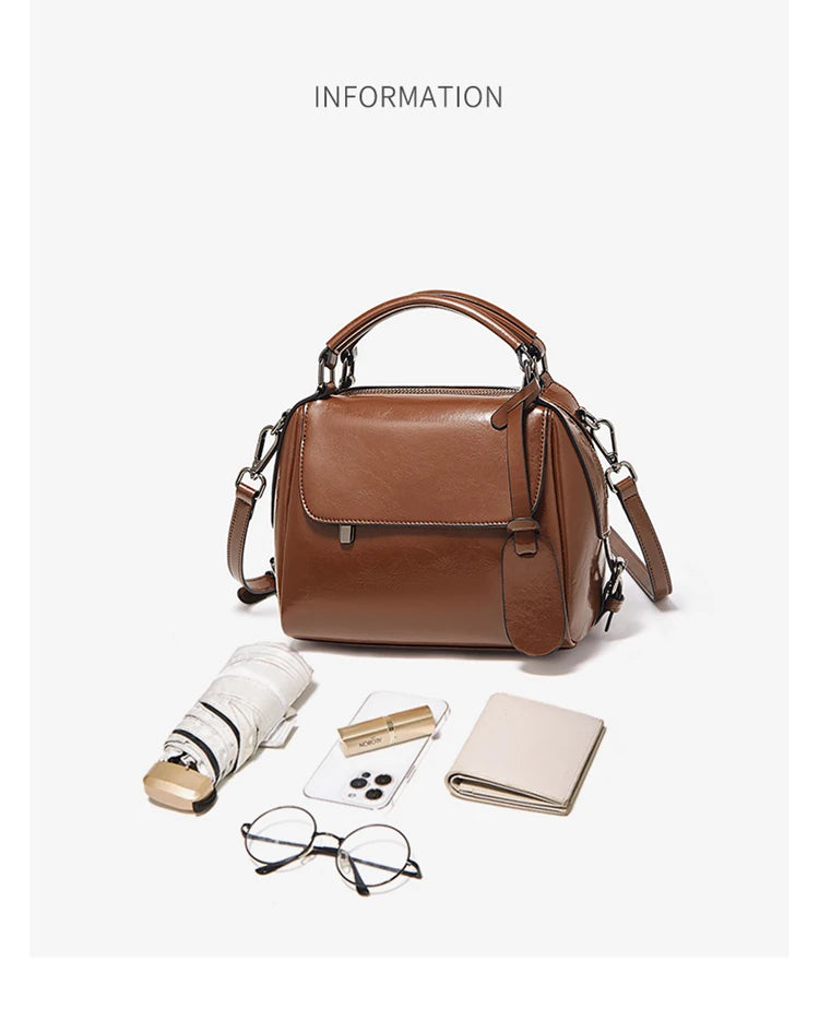 Damen Handtasche aus Spaltleder im Retro-Luxus-Design als Umhängetasche