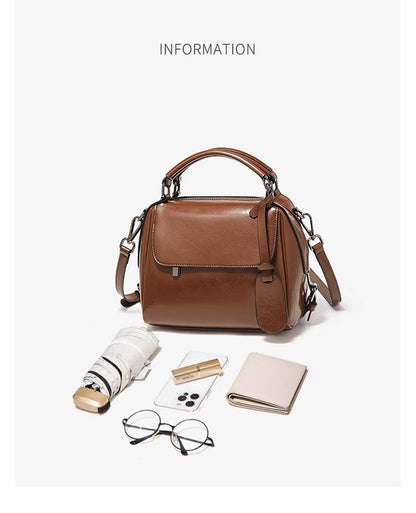 Damen Handtasche aus Spaltleder im Retro-Luxus-Design als Umhängetasche