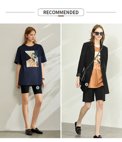 Damen T-Shirt im minimalistischen Sommer-Stil mit lässigem Patchwork-Design