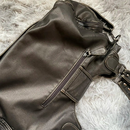 Damen-Handtasche aus PU-Kunstleder mit Top-Handle, Reißverschluss und Mehrfachfächern
