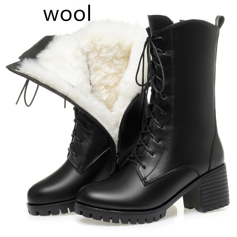 AIYUQI 2025 new women's snow boots non-slip work boots women large size winter warm motorcycle boots girls ankle boots