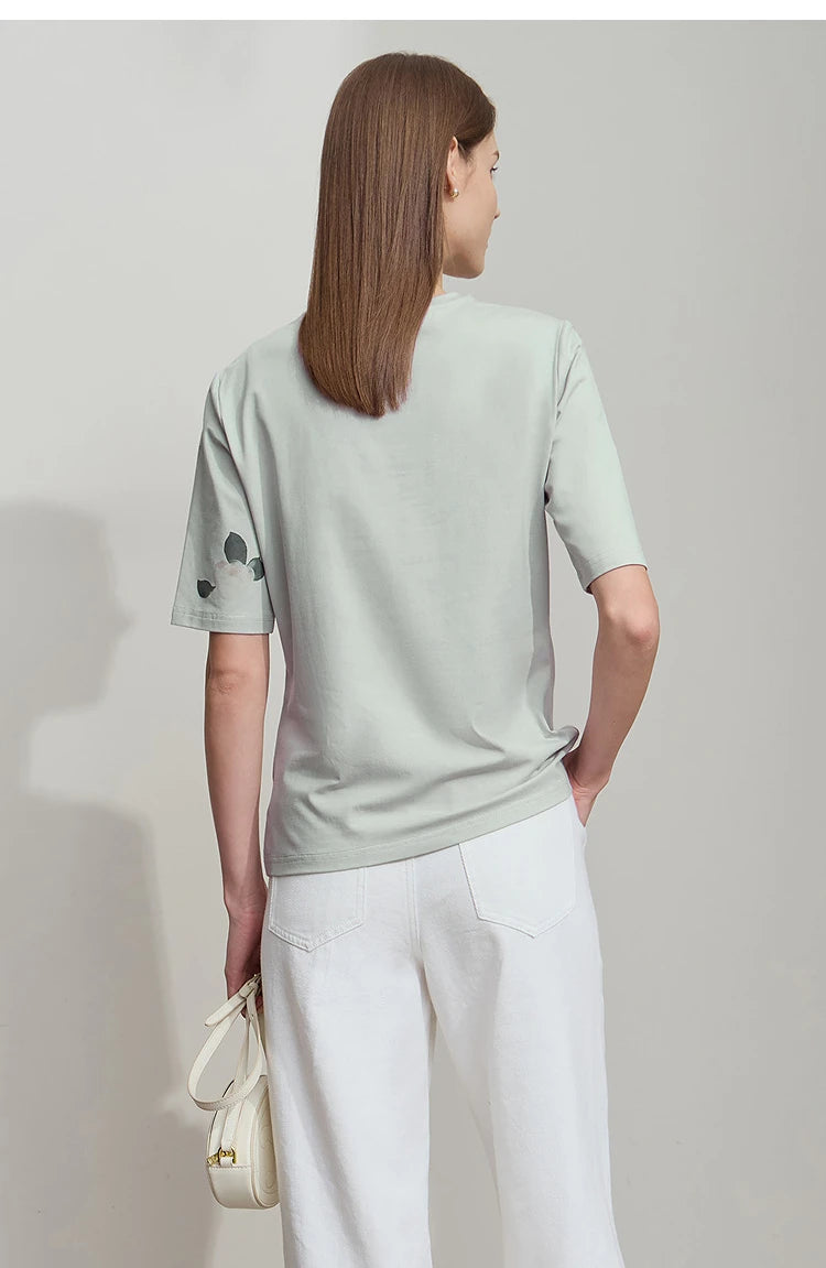 Damen T-Shirt im lässigen Stil mit floralem Print und Rundhalsausschnitt