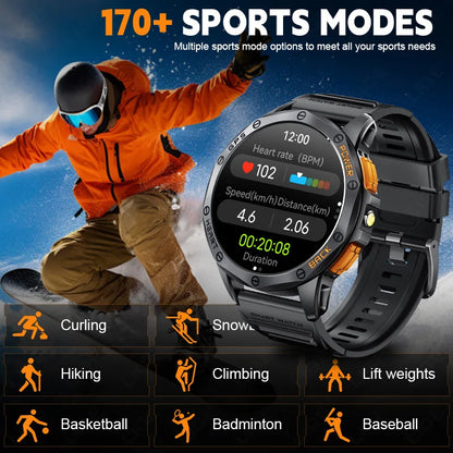 LIGE Military GPS Smart Uhr Männer AMOLED HD Bildschirm Bluetooth Anruf Herzfrequenz LED Taschenlampe Kompass 530 mAh Smartwatches 2025 neue