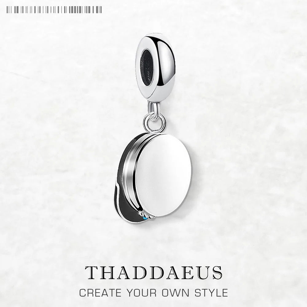 925-Silber Charm-Anhänger mit runder Scheibe und Aufhängöse