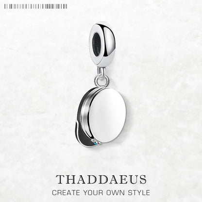 925-Silber Charm-Anhänger mit runder Scheibe und Aufhängöse