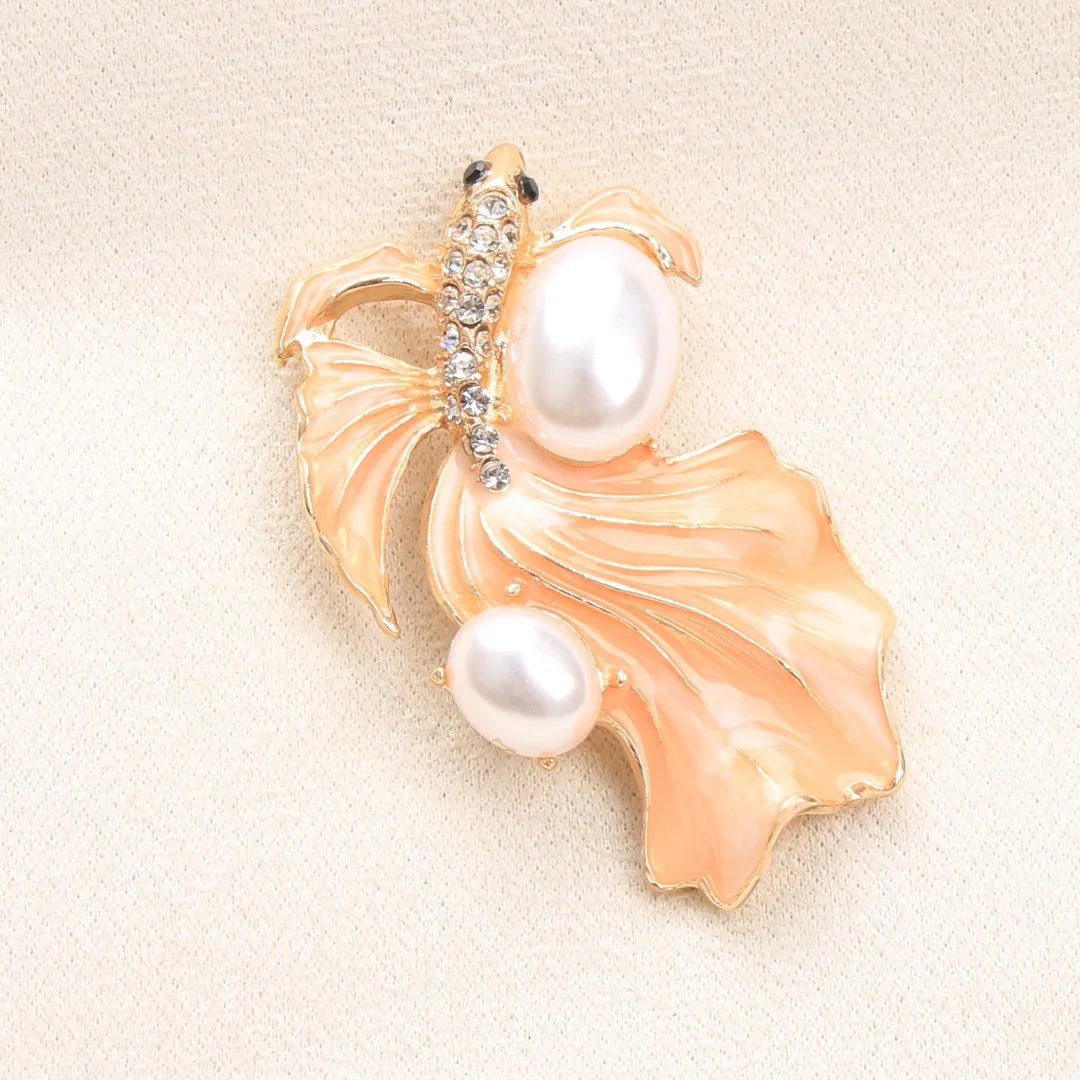 Brosche Goldfisch Emaille Strass Tier Kreativ Mode Europäisch Schmuck