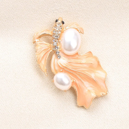 Brosche Goldfisch Emaille Strass Tier Kreativ Mode Europäisch Schmuck