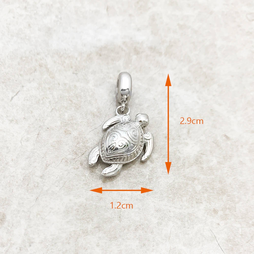 Schildkröten-Charm-Anhänger aus 925er Sterlingsilber, ca. 2,9 cm groß