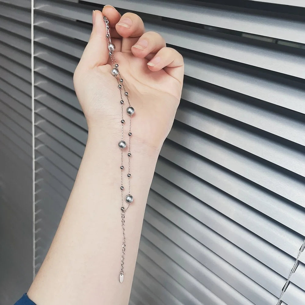 Damen-Armband mit Glasperle aus Titanstahl