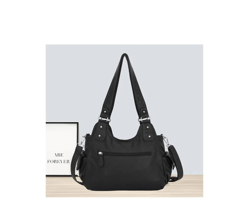 Damen-Handtasche Mit Obergriff Im Vintagestil Aus Kunstleder Mit Mehrfachfächern