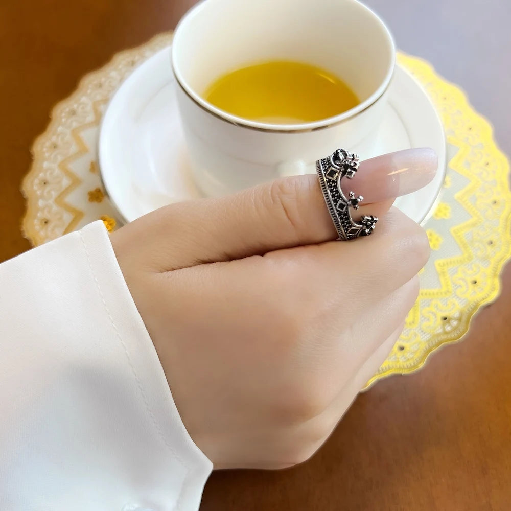 Damen-Ring Koenigskrone viktorianisch aus Sterlingsilber