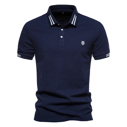 Herren Poloshirt aus Baumwolle in einfarbig mit klassischem Design für Freizeit und Business