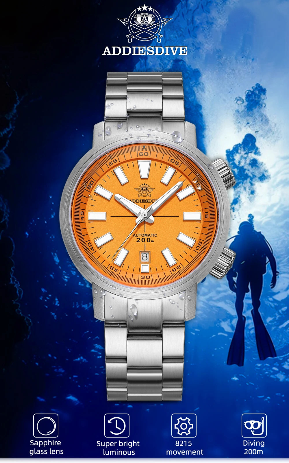 Herren-Taucheruhr mit Skelett-Sichtboden und 8215-Automatikwerk