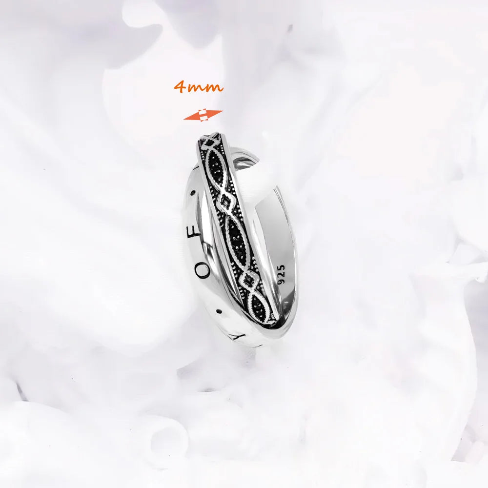 Damen-Ring Unendlichkeit Liebe Knoten Vintage Winter aus Sterlingsilber