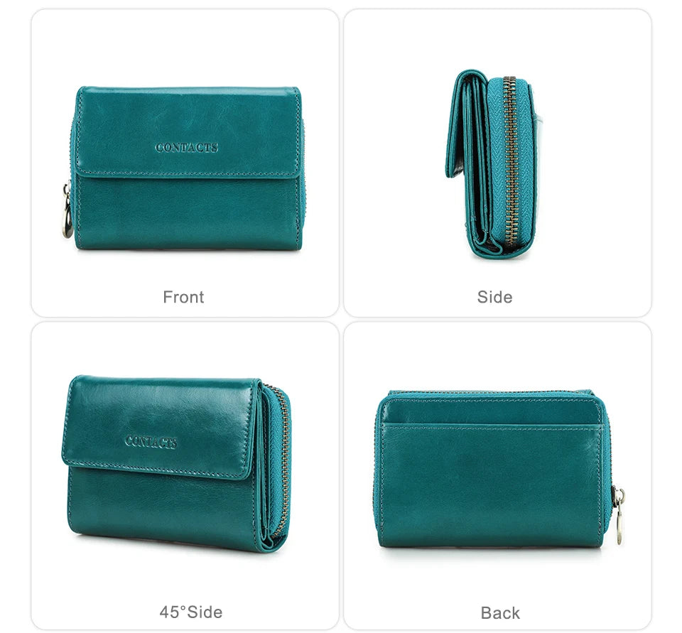 Damen Echtleder Geldbörse Vintage Mode Handtasche Münzfach Geldclip Business
