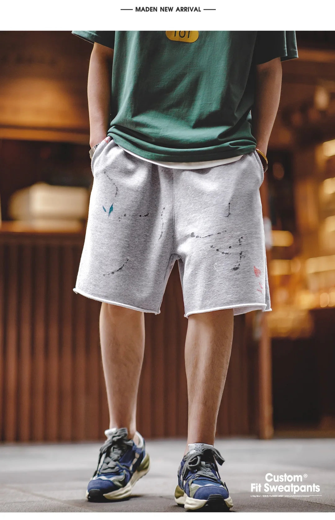Herren Jogging Shorts in Grau mit elastischer Taille und lässiger Passform